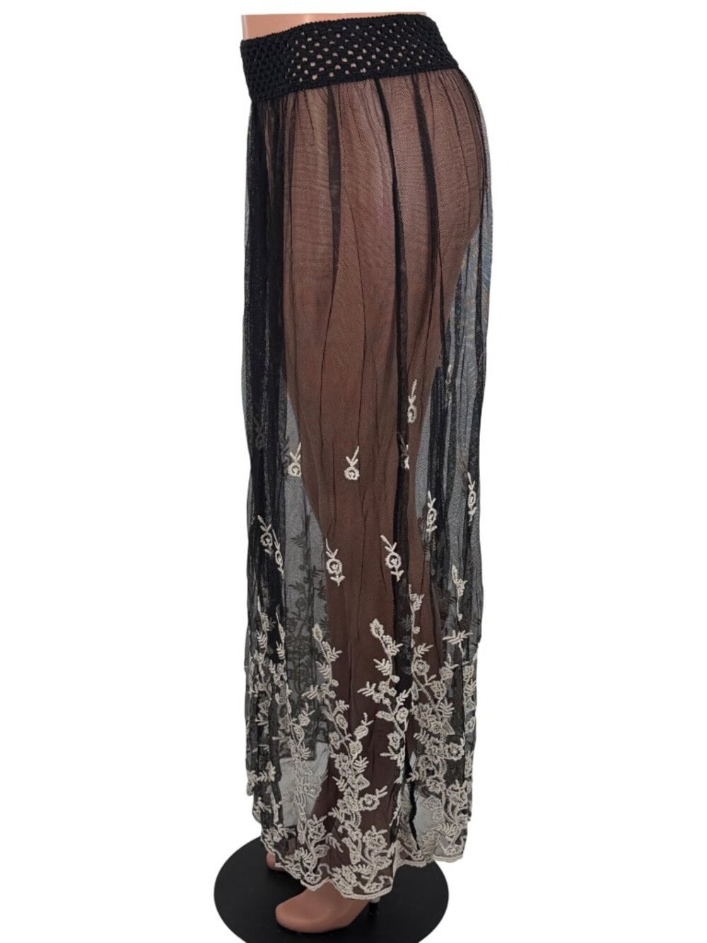NWT Gypsy Junkies Black Sheer Embroidered Lace Maxi Skirt | Coquette Fairy Boho - Picture 7 of 15